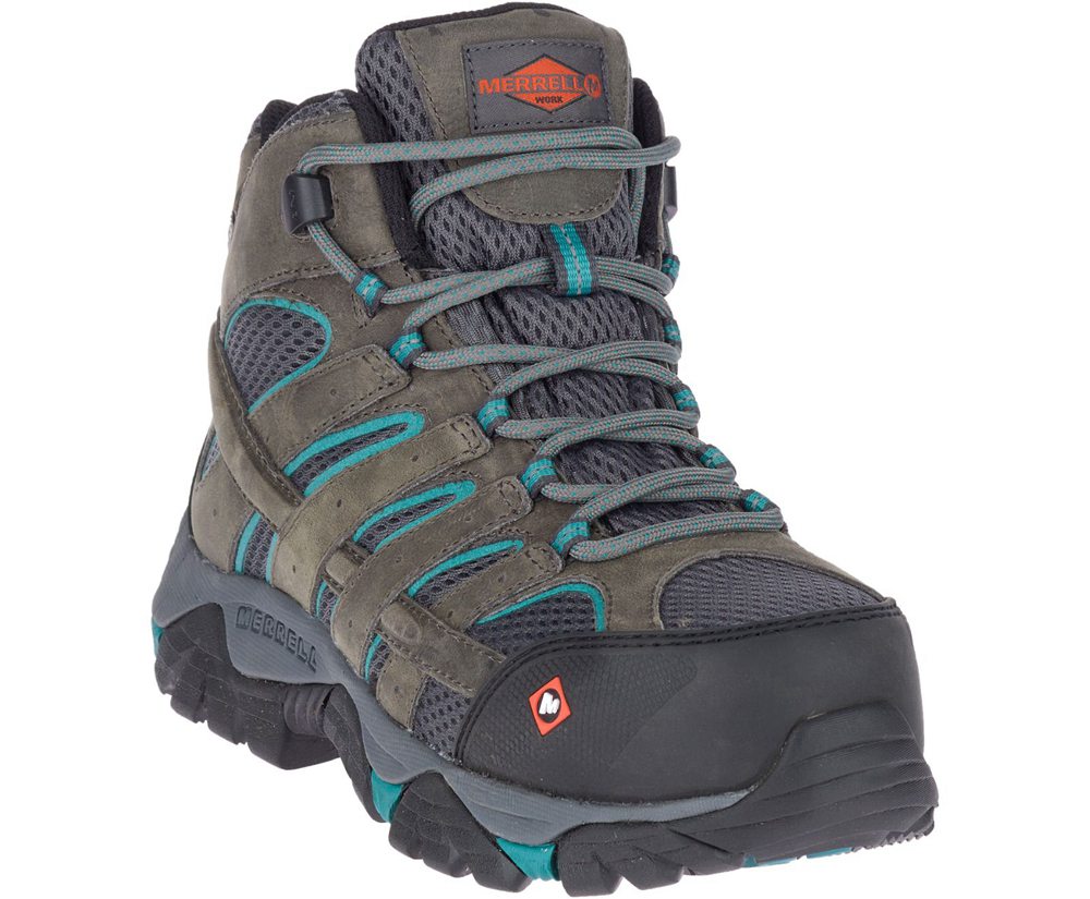 Kozaki Merrell Damskie Brązowe - Moab Vertex Mid Waterproof Comp Toe Work - 182956-KYV